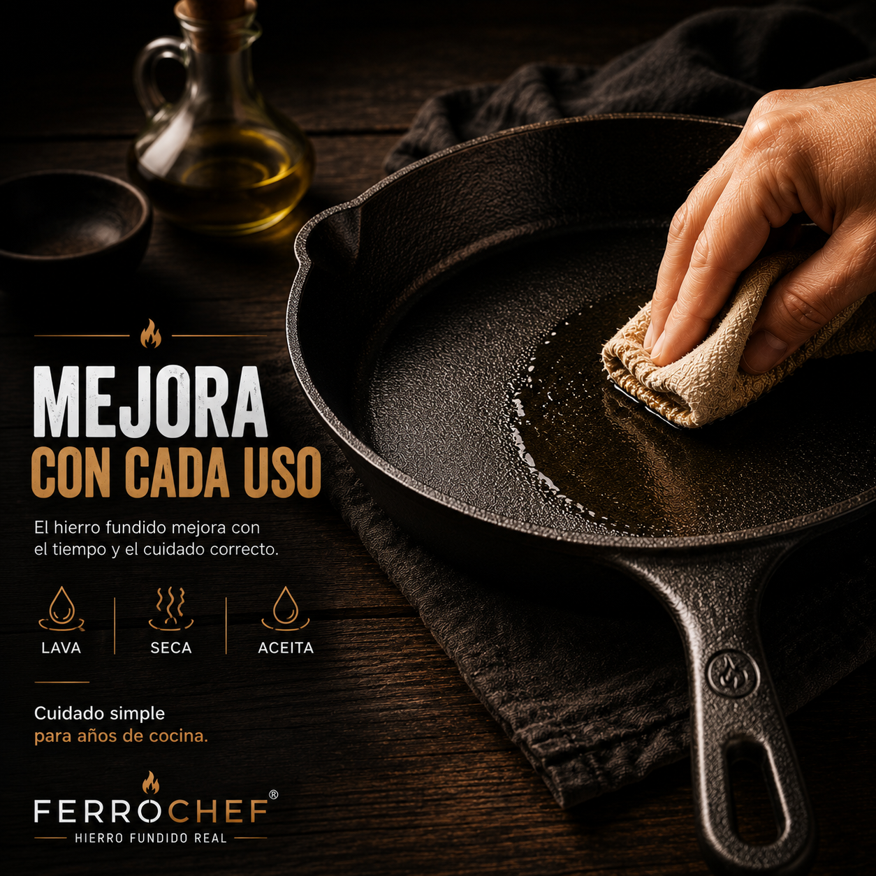 Set 5 Sartenes de Hierro Fundido FerroChef® — Cocina Sana de Por Vida