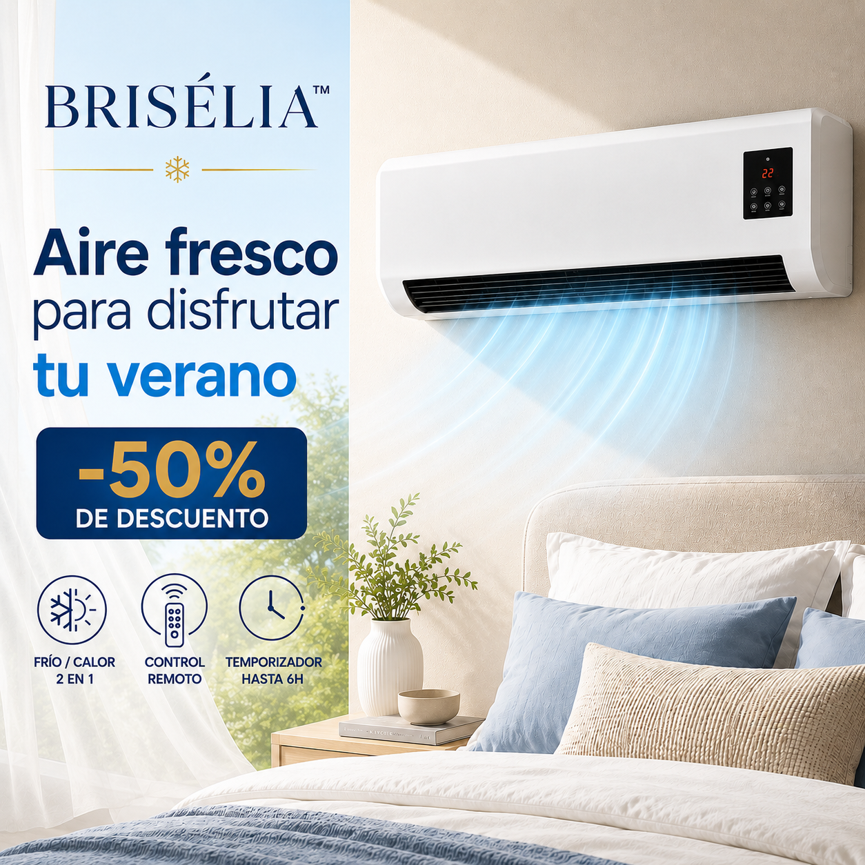 Brisélia™ | Aire Acondicionado Compacto Frío/Calor 2 en 1