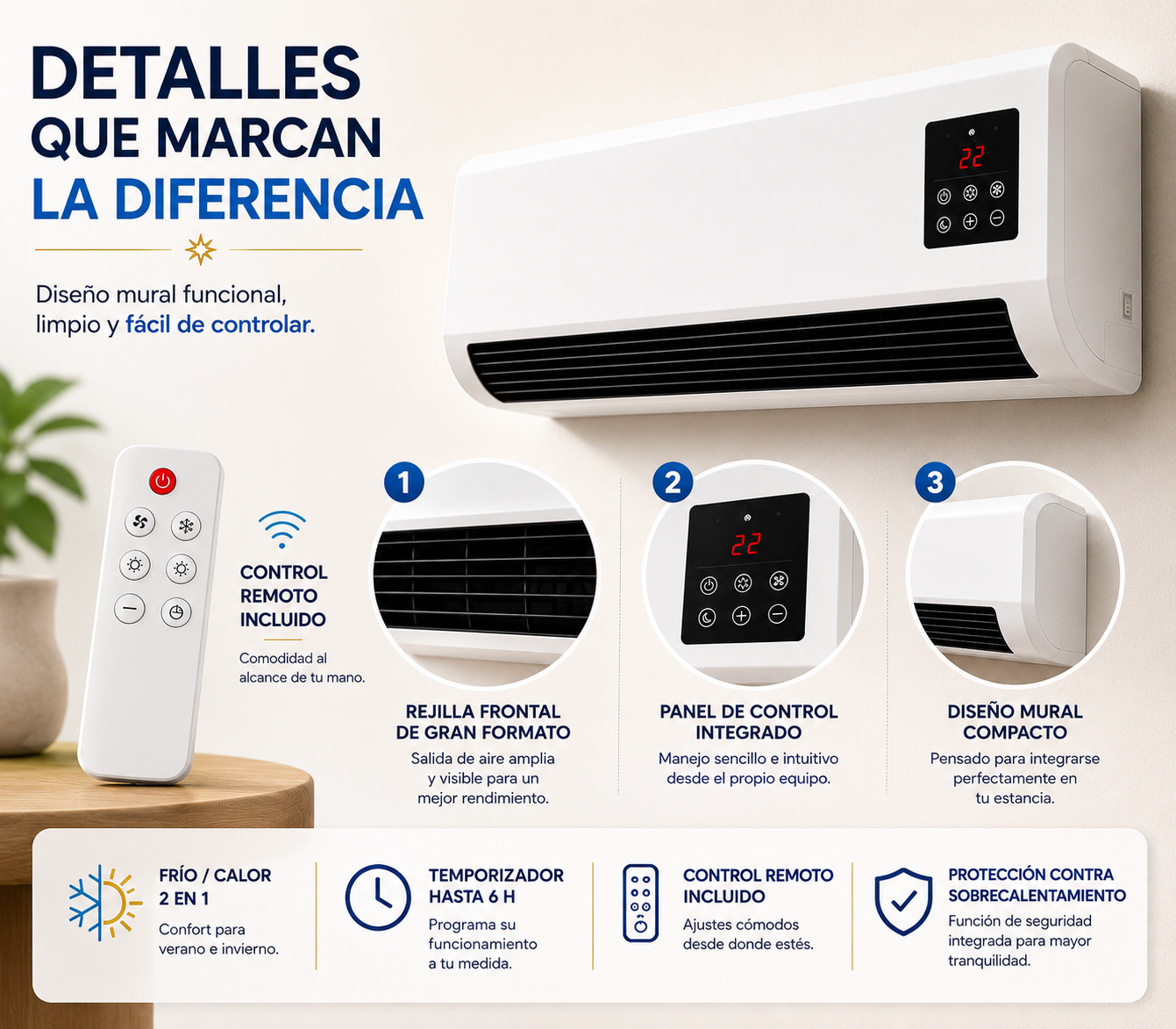 Brisélia™ | Aire Acondicionado Compacto Frío/Calor 2 en 1
