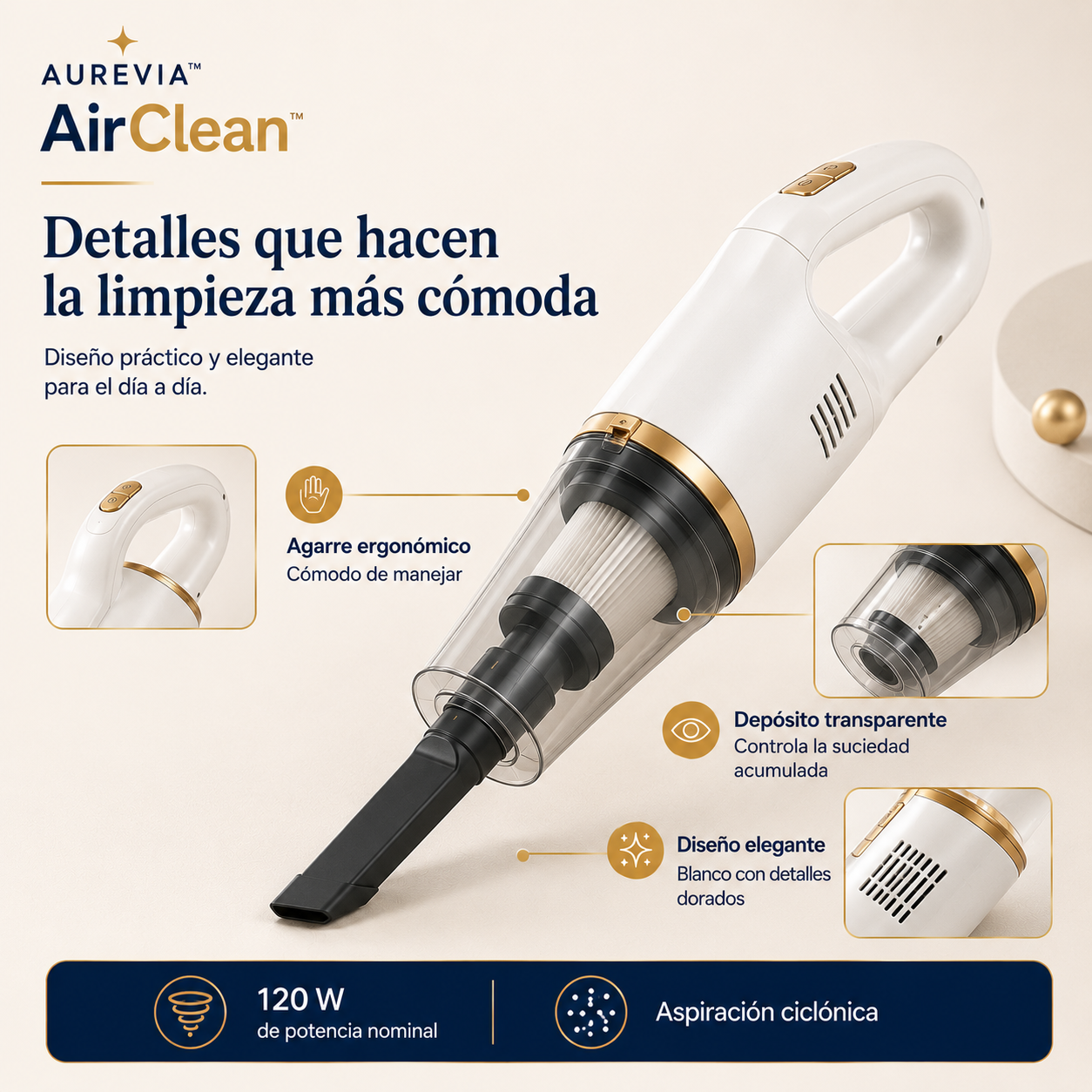 Aurevia AirClean™ | Aspiradora Inalámbrica 2 en 1