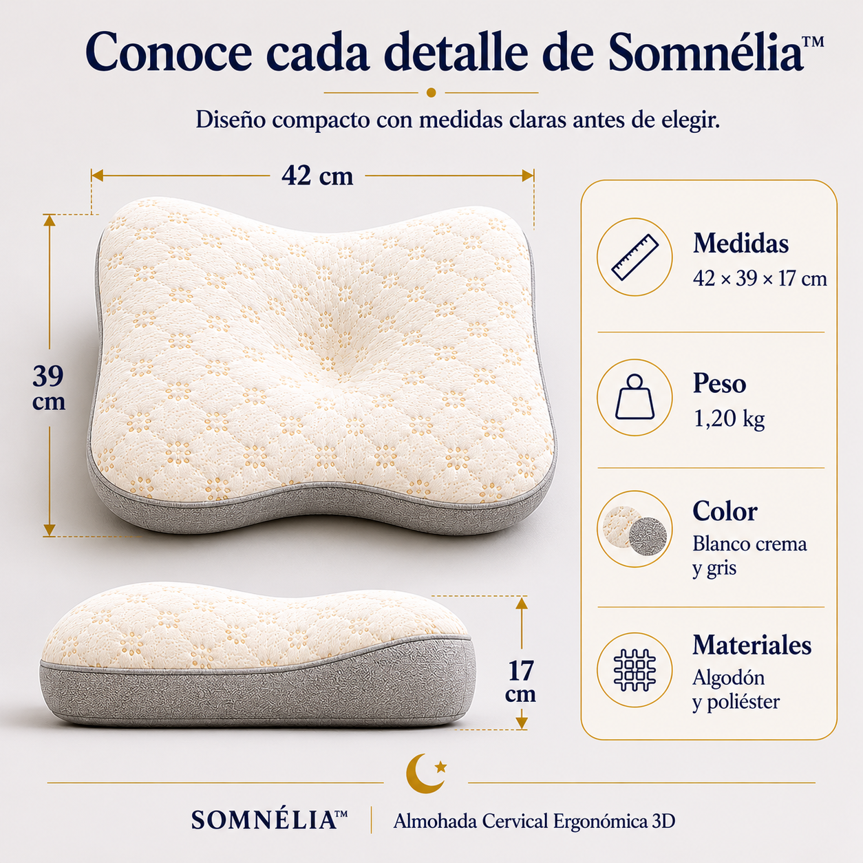 Somnélia™ | Almohada Cervical Ergonómica 3D