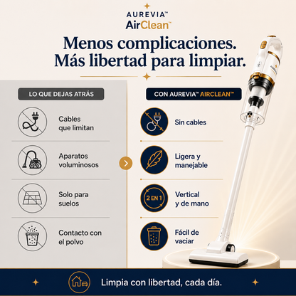 Aurevia AirClean™ | Aspiradora Inalámbrica 2 en 1