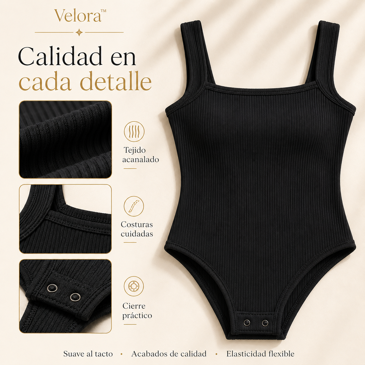 Velora™ | Body de Escote Cuadrado