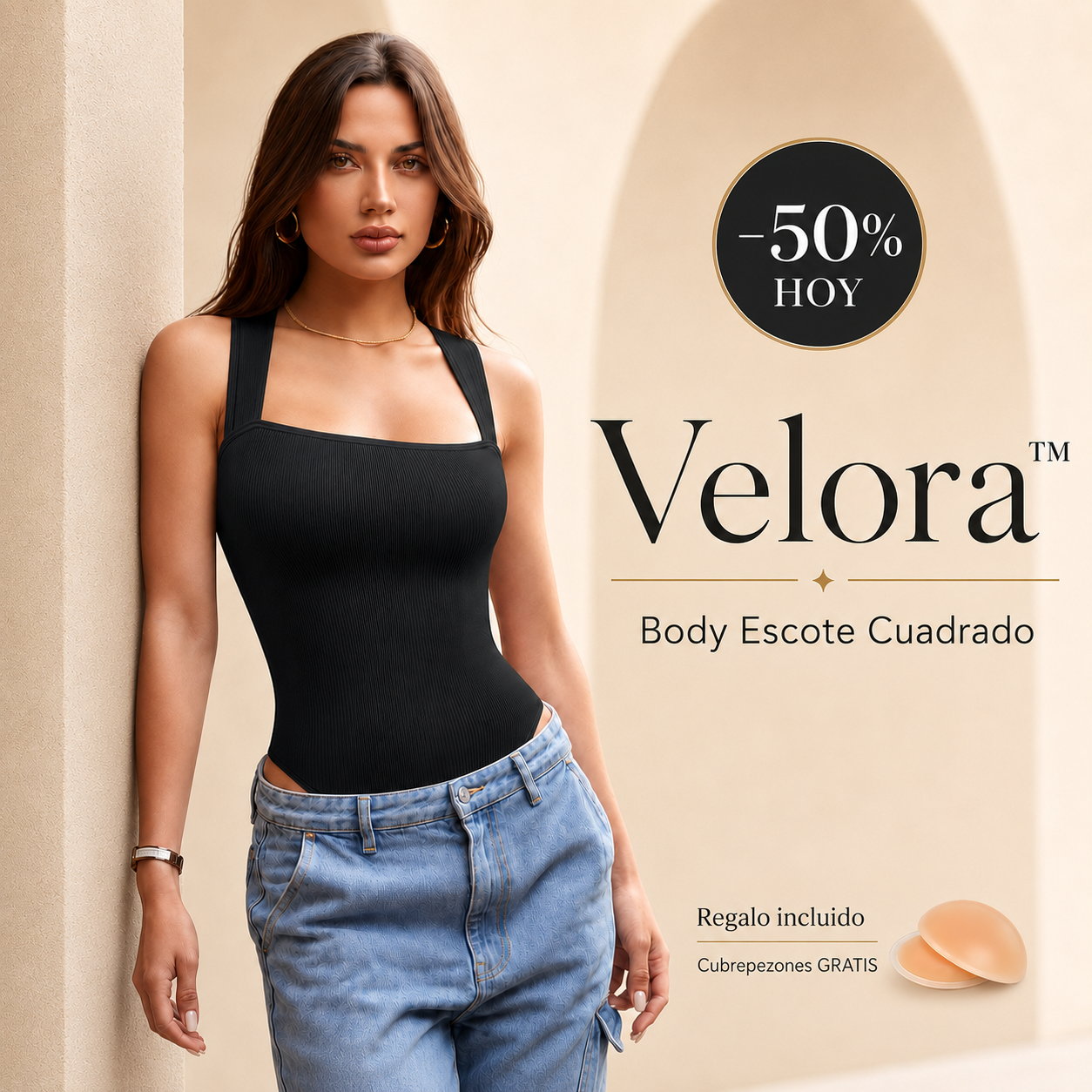 Velora™ | Body de Escote Cuadrado