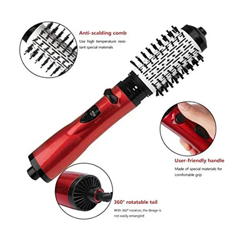3 in 1 Negative Ion Hot Air Brush Multifunction Hair Straightener Curling Iron Hair Dryer 360 ° Rotating Curling Iron