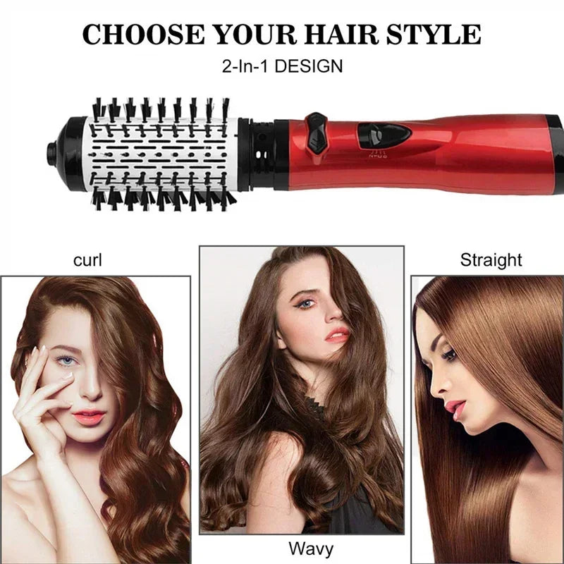 3 in 1 Negative Ion Hot Air Brush Multifunction Hair Straightener Curling Iron Hair Dryer 360 ° Rotating Curling Iron