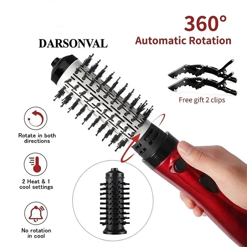 3 in 1 Negative Ion Hot Air Brush Multifunction Hair Straightener Curling Iron Hair Dryer 360 ° Rotating Curling Iron
